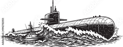 Military Submarine Vector Illustration