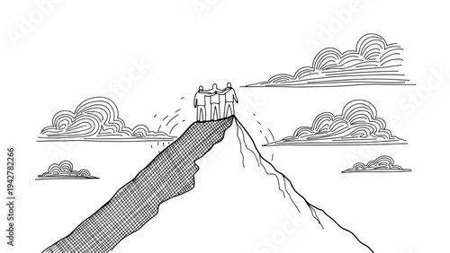 Teamwork and success: reaching the summit together with hand-drawn art style