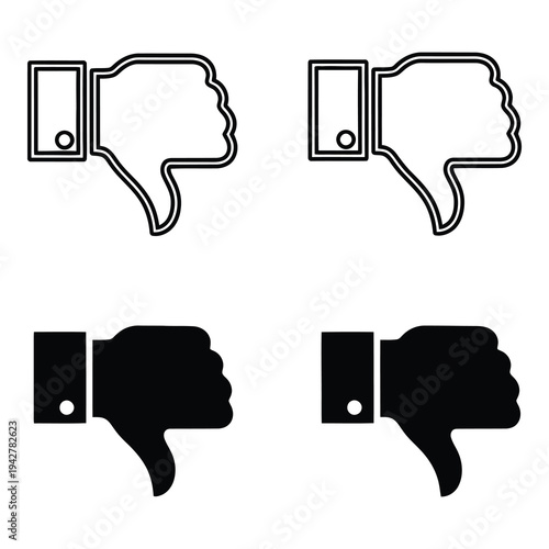 Thumbs down social media dislike icons in various styles and colors  vector graphics icon
