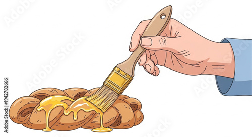 Hand Brushing Honey on Waffles.