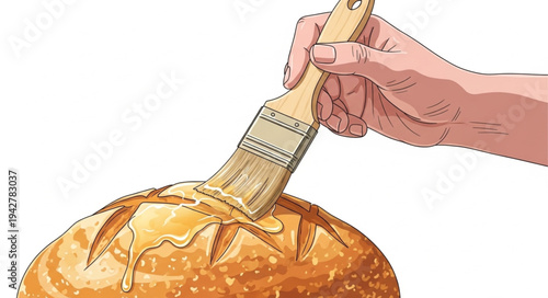 Hand Applying Butter to Bread.