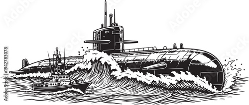 Military Submarine Vector Illustration