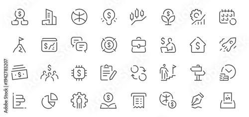 Business and finance line icons set. Analytics, investment, startup, marketing outline vector symbols. Infographics