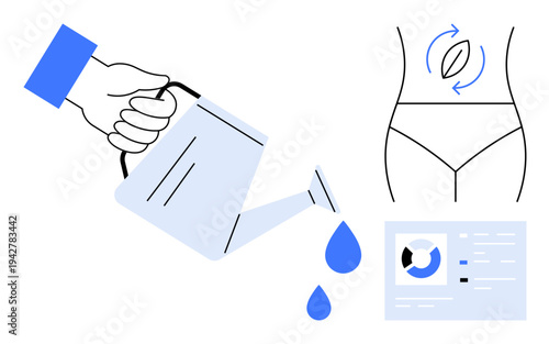 Wellness concept. Wellness hydration, digestion processes, and health monitoring. Wellness promoting healthy lifestyles, fitness goals, and nutrition awareness. For health blogs, apps and education