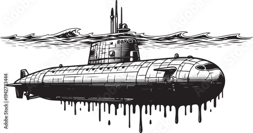 Military Submarine Vector Illustration
