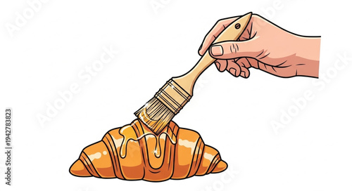 Hand Brushing Croissant with Egg.