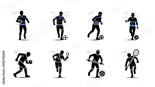 Dynamic silhouette of diverse athletes engaged in various sports