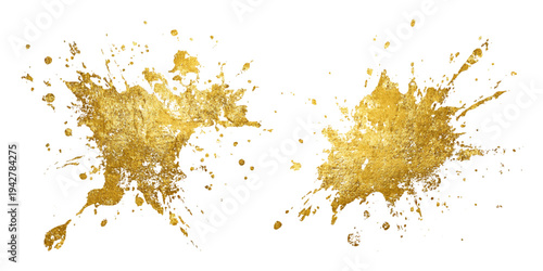 Luxury golden grunge paint brush stroke set splash vector design. abstract gold foil stain artistic line element banner border frame background.