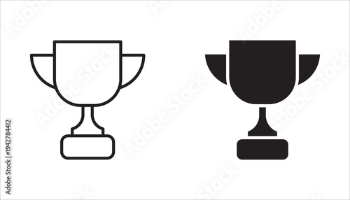 Set of icons in trophy style.victory, trophy, editable stroke outline, flat vector illustration isolated on white background.