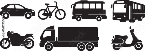 set of trucks silhouettes