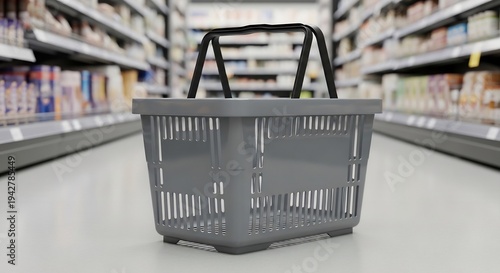 Wallpaper Mural Shopping basket softly blurs in a grocery store aisle Torontodigital.ca