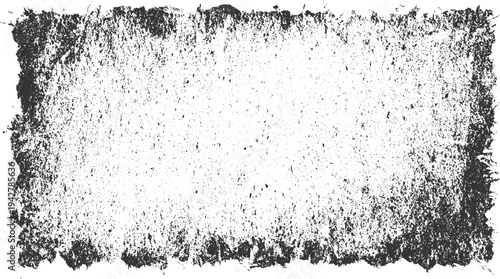 Black and white textured grunge border with scattered speckles and rough edges