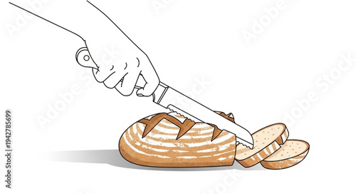 Hand Cutting Pie with Knife.