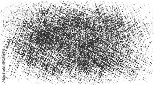 Black and white abstract textured background with dense crosshatch scribbles and speckled patterns grunge