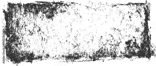 Textured dark grey grunge rectangle overlay with rough edges and speckled interior on white background