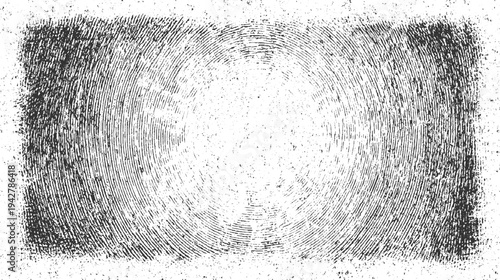 Black fingerprint texture with concentric rings and scattered speckles on white background