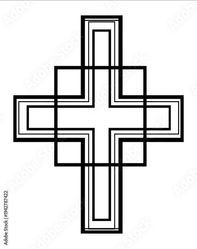 a simple symmetrical geometric vector on a white background small thick outline black lines a simple flat design a coloring page for adults featuring an em