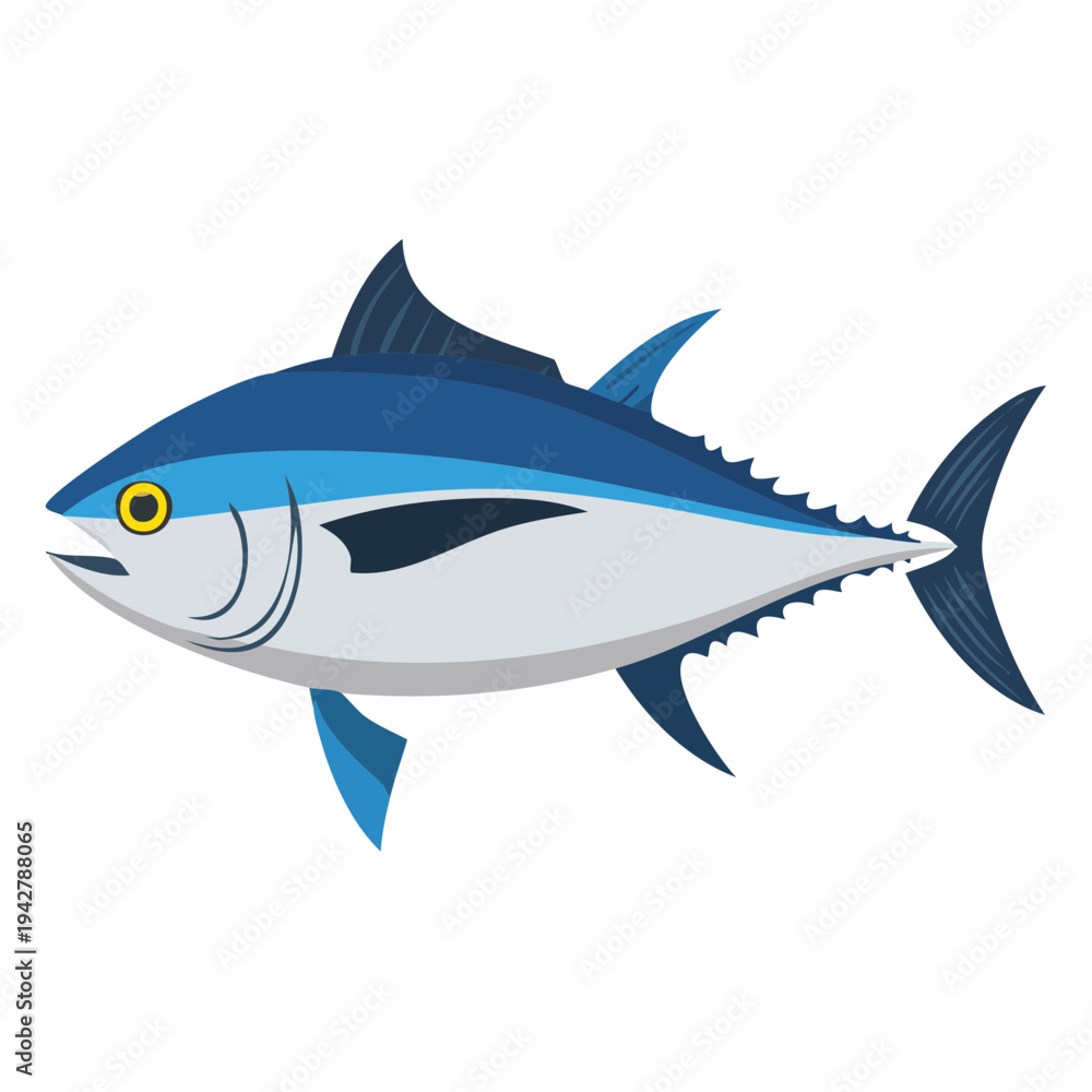 Fototapeta premium Stylized Illustration of a Tuna Fish in Blue and Gray Colors