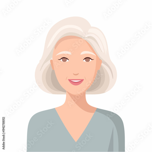 Smiling elderly woman illustration cheerful character avatar portrait