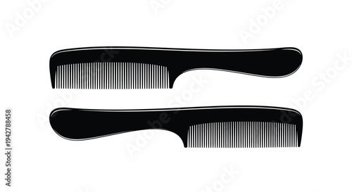 Two black combs depicted in a simple graphic illustration