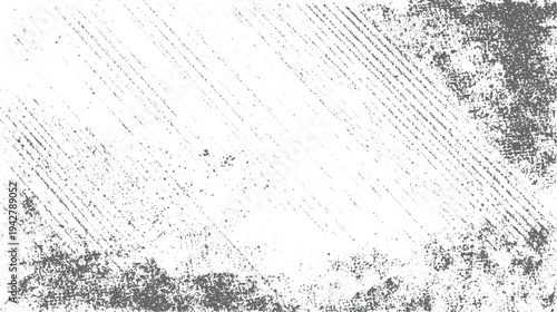 Abstract distressed grunge texture with diagonal lines and speckles in grayscale scratch