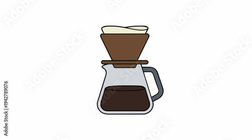 Pour Over Coffee Maker With Dark Brewed Coffee And Filter Cone On White Background A Classic Brewing Method For Rich Flavor