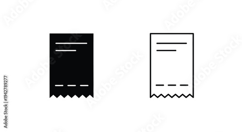 Two minimal receipt icons one dark and one light colored