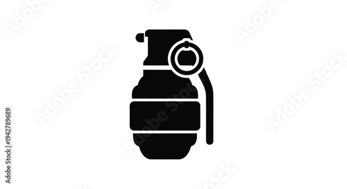 A black silhouette of a classic hand grenade depicting potential danger