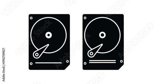 Two black hard drive icons displayed in a simple flat style
