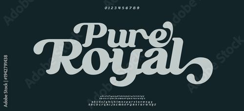 Pure Royal Vintage Retro alphabet letters Font. Minimal modern urban fonts for logo, brand etc. Typography vector illustration