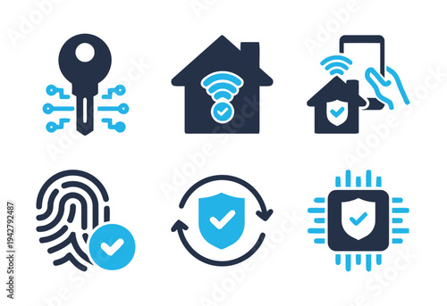 Digital security and privacy icons for online protection and access control
