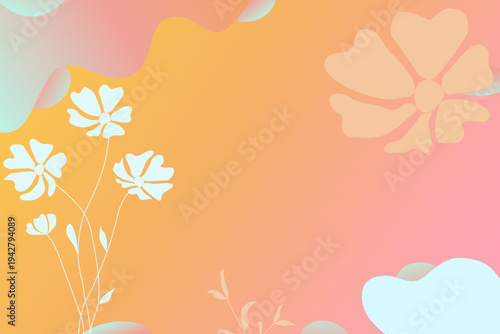 Vector - Cute flower on sunlight background. Summer, Spring season. Copy space. Hand drawing.