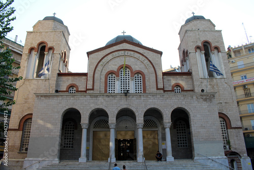 Church of Panagia Dexia August 2024 facade and bell towers urban