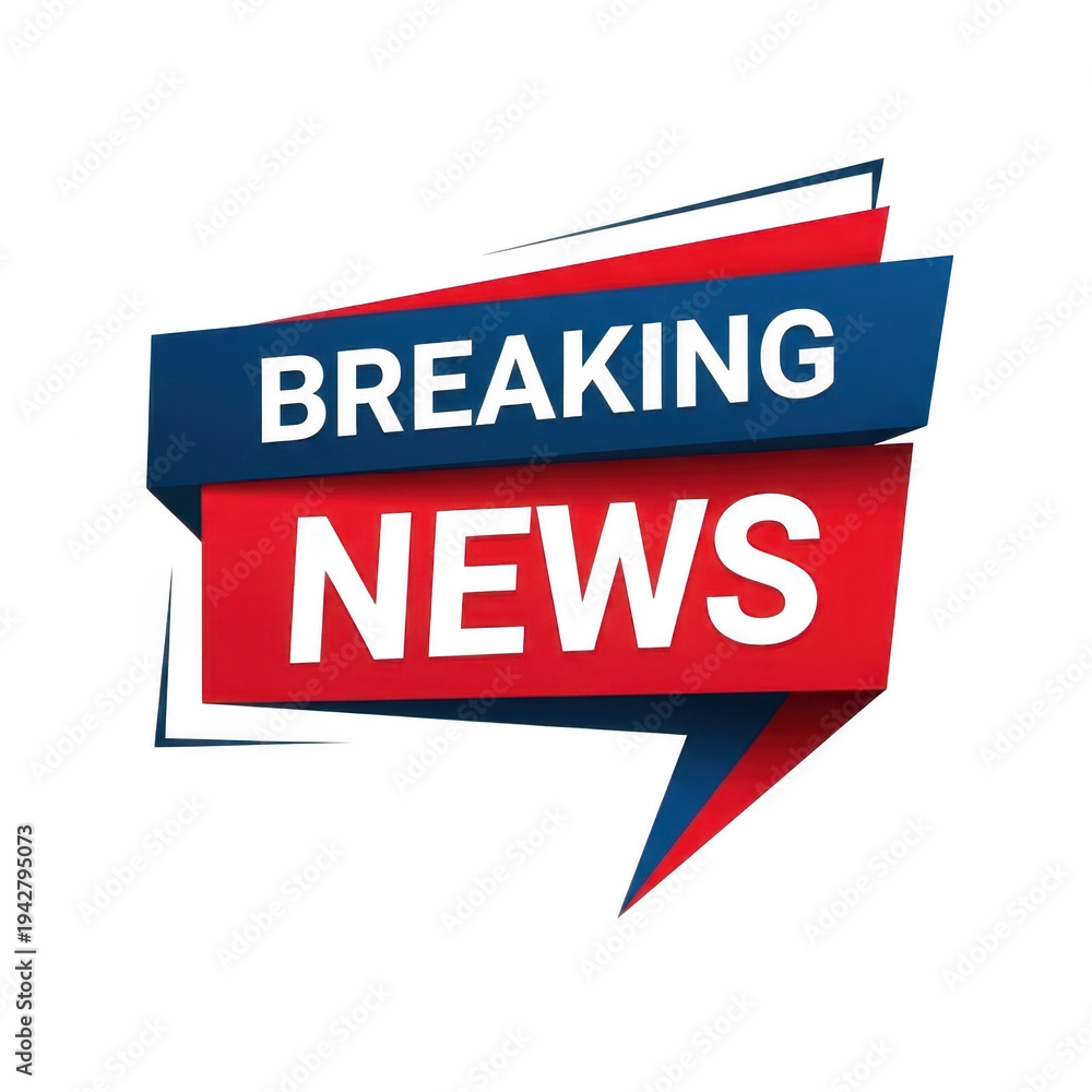 Fototapeta premium Breaking news logo with red and blue banners