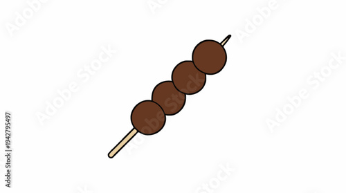 Chocolate Balls on a Skewer against a White Background Simple Food Illustration