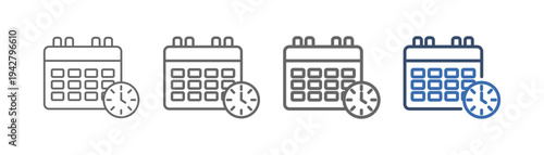 
outline icon set schedule with date and time design