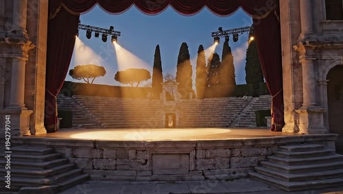 Wallpaper Mural Empty outdoor theater stage with spotlights shining. Torontodigital.ca