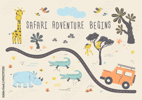 Safari Adventure Begins Landscape Poster