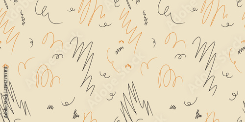 Toddler Scribbles Abstract Seamless Pattern