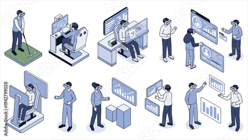 Virtual Reality Simulator & Metaverse Integration Isometric Kit