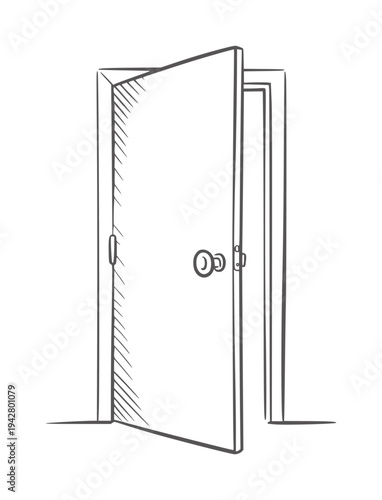 Open door with knob and second door visible in doorway entrance