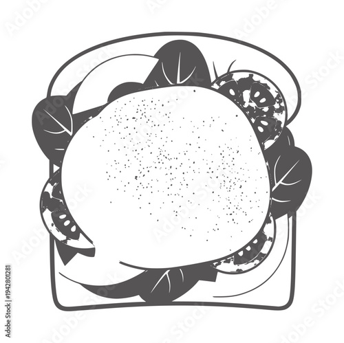 Stylized of a sandwich with lettuce and tomato food breakfast lunch meal