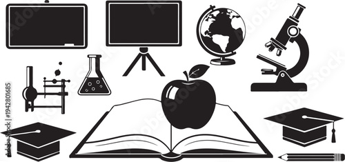 Education icons and symbols for learning and school concepts