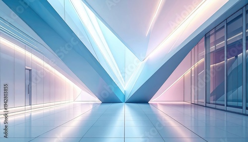 Architettura Minimalista Astratta in Colori Pastello e Luci Eteree - Concept Design 3D
