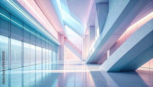 Architettura Minimalista Astratta in Colori Pastello e Luci Eteree - Concept Design 3D
