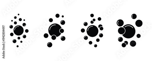 Group of black bubble shapes representing effervescence or liquid elements