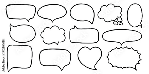 Hand drawn speech bubble shapes and comic elements