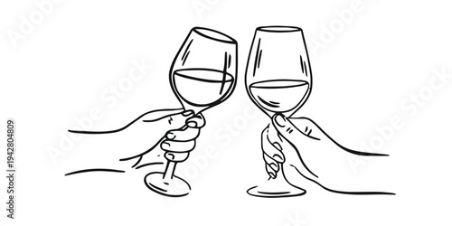 Hands toasting with wine glasses, celebrating friendship and good times