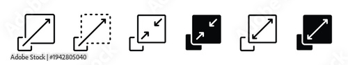 Icons representing resizing and scaling actions for windows or elements