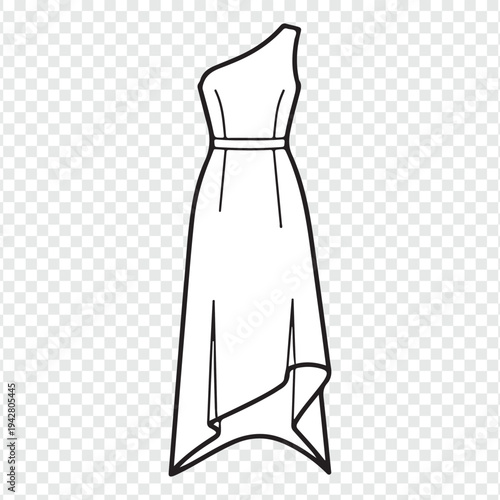 Vector illustration of a fashion wedding dress sketch on a mannequin silhouette for a clothing design style gown
